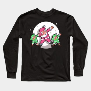 dabbing santa claus and his dabbing elves for christmas time Long Sleeve T-Shirt